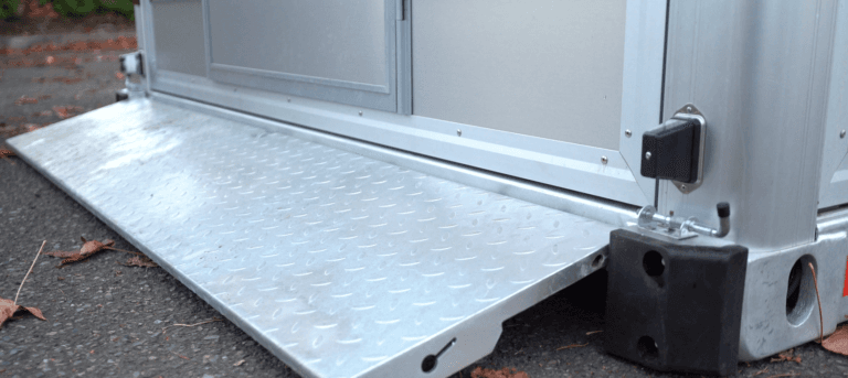 Shot of a lowered Good Trailer ramp.