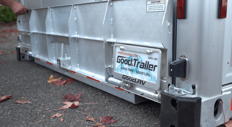 Close up of raised ramp with latch pins.