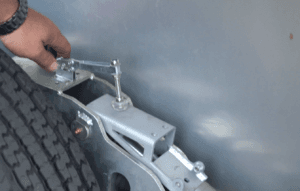 A photo of the toggle clamp on a Good Trailer.