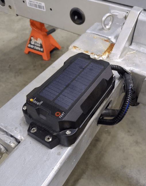 Close up of breakaway brake solar battery