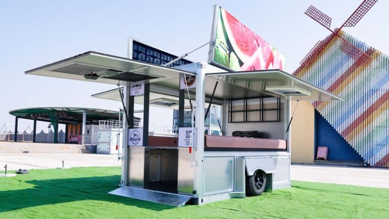 13-foot food trailer with folding LED screens