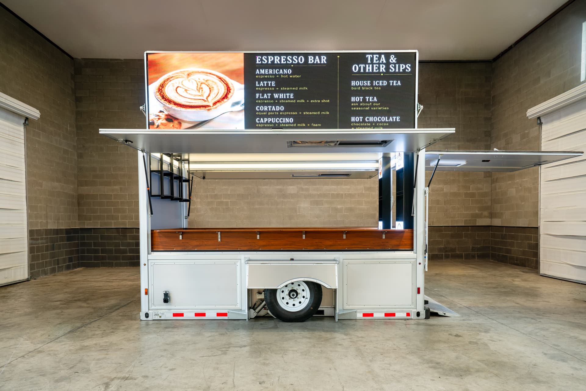 13' drop deck concession trailer side view