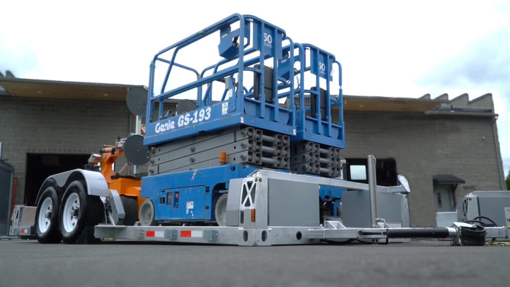 ScissorLift on Drop Deck Trailer