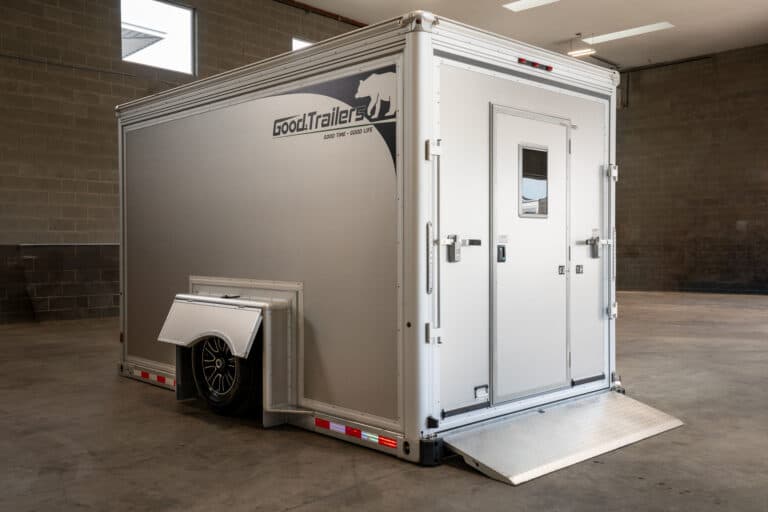 GT13AL 13' Enclosed Drop Deck Trailer side back view