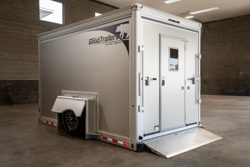 Drop deck cargo trailer 13' side view