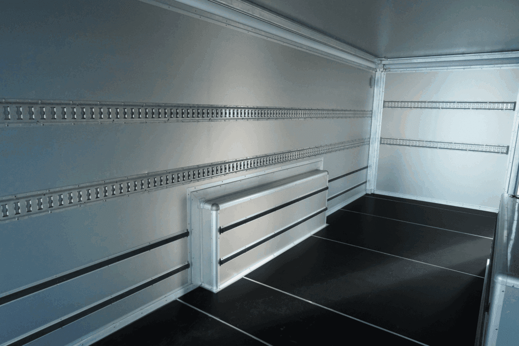 Interior cargo trailer with E-Track on walls
