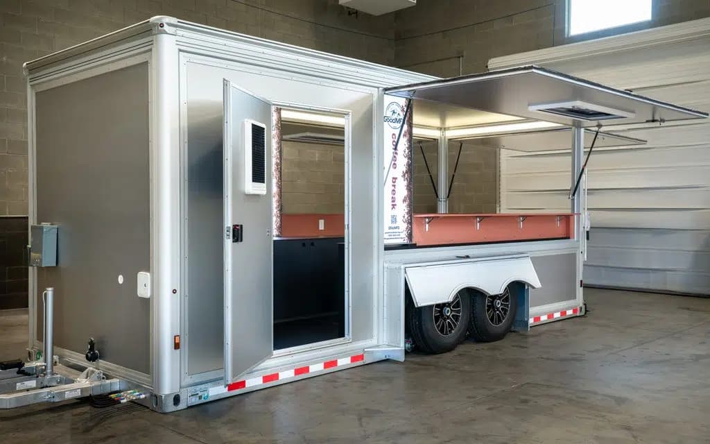 19' concession trailer displaying backlit LED logo signage