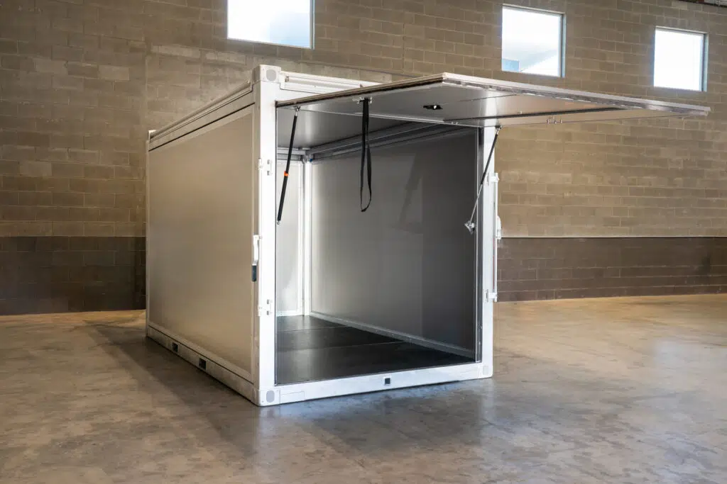 Solving short term storage problems: 13' storage unit with door open