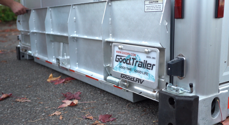 Close up of raised ramp with latch pins.