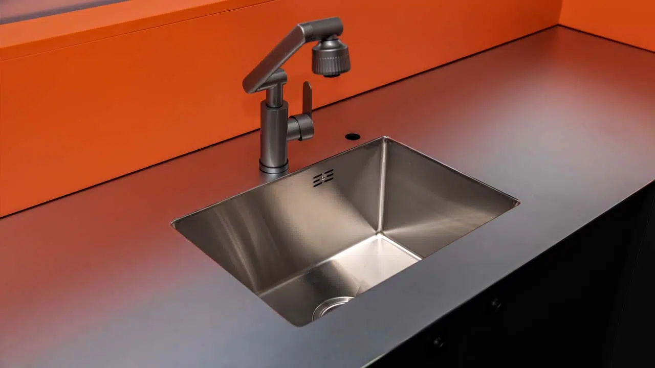 Stainless steel sink in 19' concession trailer