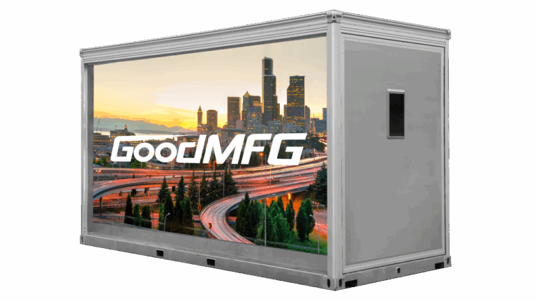 13' LED Module displaying Seattle skyline and GoodMFG logo