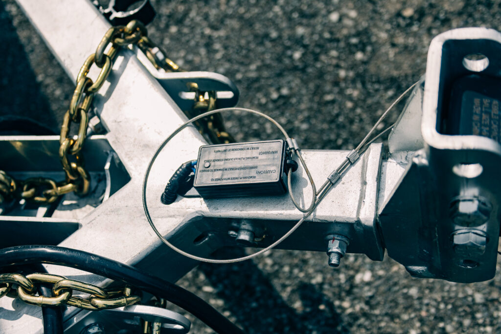 Close-up of trailer breakaway switch