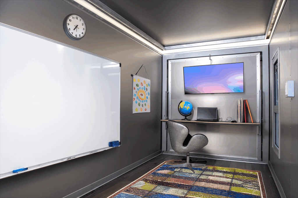 An interior view of a Good Modular Structure, made up into a classroom