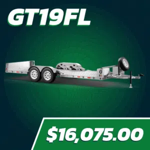 GT19FL 19' flatbed trailer, $16,075.00.