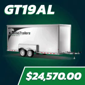 GT19AL 19' aluminum trailer product photo, $24,570.00.