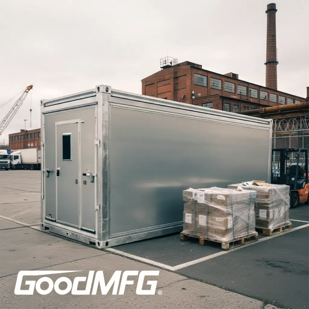 Secure storage structure on an industrial lot